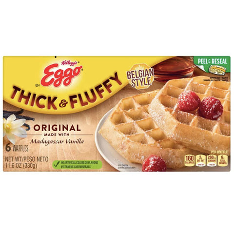 Eggo Thick and Fluffy Original Frozen Waffles, 11.6 oz, 6 Count