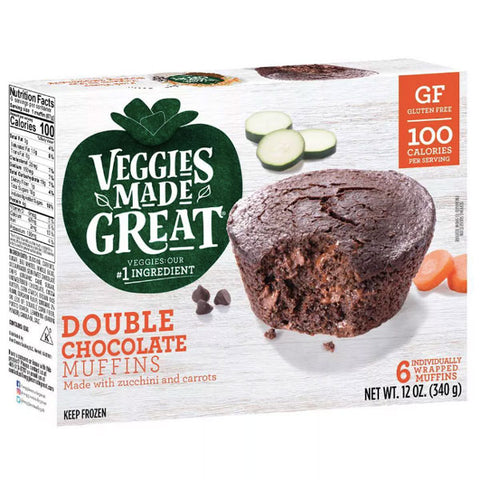 Garden Lites Gluten Free Veggies Made Great Frozen Double Chocolate Muffins, 12oz, 6 Ct