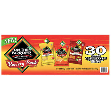 On The Border Cafe Style Chips Variety Pack, 45 oz., 30 Count