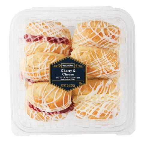 Marketside Pastry Cherry and Cheese Butterfly Danish, 12 oz, 6 Count