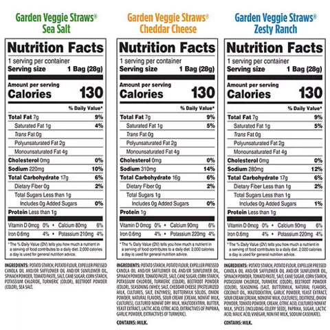 Sensible Portions Garden Veggie Straw Variety Pack, 30 Count