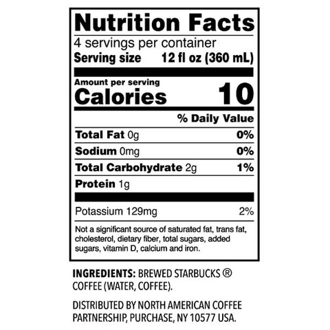Starbucks Unsweetened Blonde Roast Iced Coffee, 48 fl oz