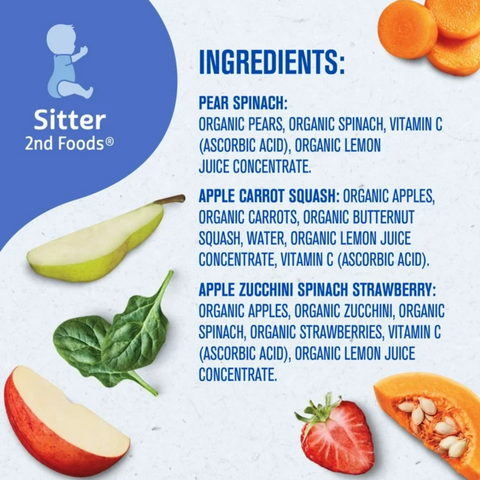 Gerber Stage 2 Baby Food, Fruit and Veggie Puree Variety Pack, 3.5 oz, 9 Count