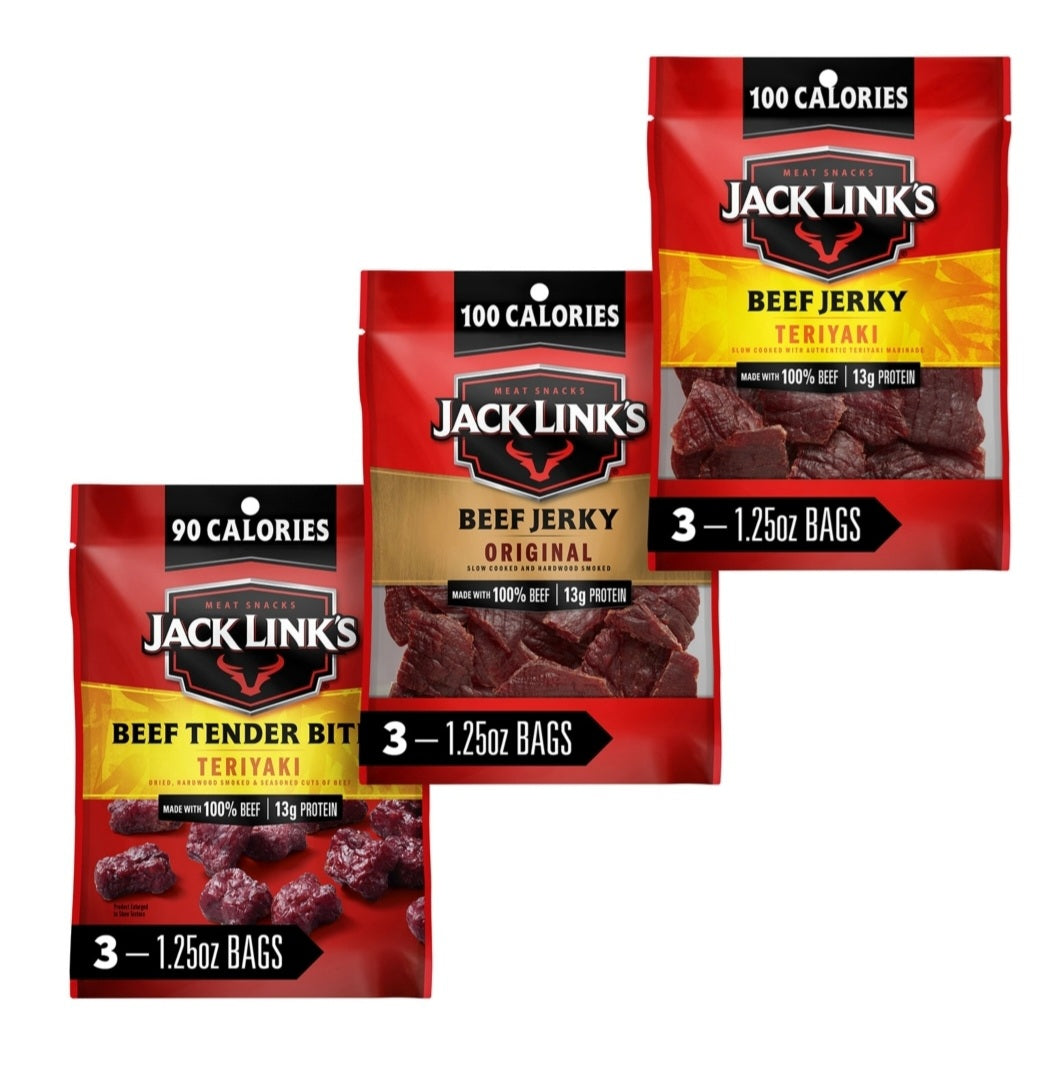 Jack Link's Beef Jerky, Original - Flavorful Meat Snack for Lunches, 13g  Protein and 100 Calories, Made with 100% Beef - No Added MSG** or