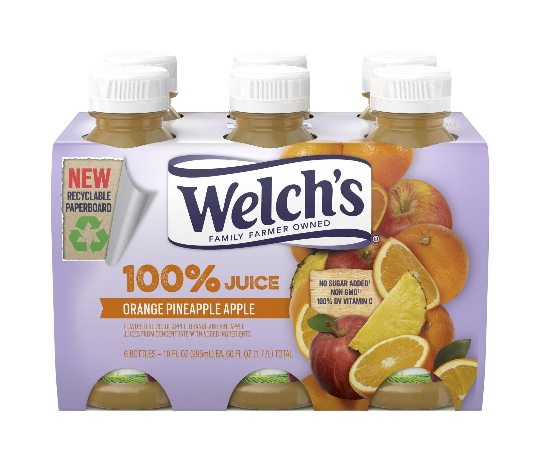 Welch s Orange Pineapple Apple Juice 10 Fl. Oz. 6 Count Water Butlers