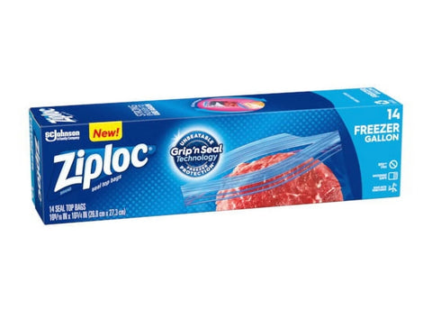 Ziploc Brand Freezer, Gallon Bags with Grip 'n Seal Technology, 14 Count