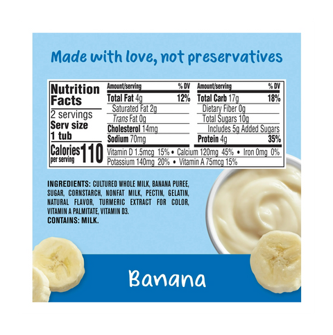 Gerber Yogurt Blends, Banana, 4 oz Cups, 2 Count