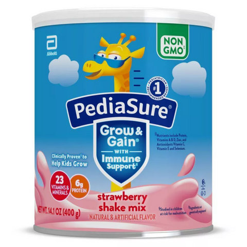 PediaSure Grow & Gain Non-GMO Shake Mix Powder Strawberry, 14.1oz