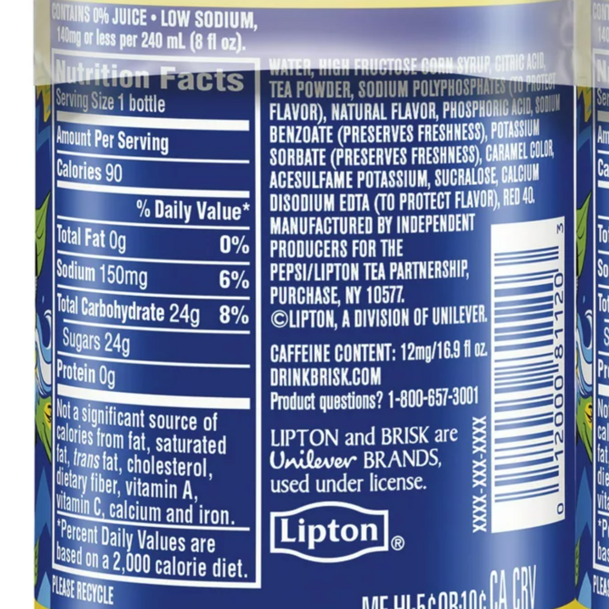 Lipton Brisk Lemon Iced Tea, 36 pk./12 oz.