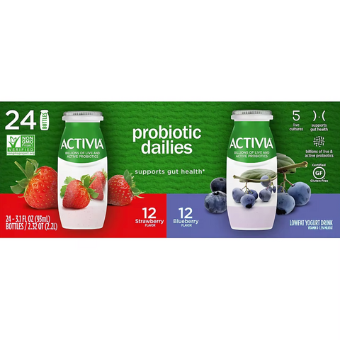 Dannon Activia Probiotic Dailies Low-Fat Yogurt Drink Variety Pack, 3.1 fl. oz., 24 Count
