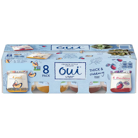 Yoplait Oui Strawberry and Peach Yogurt, 5 oz., 8 Count