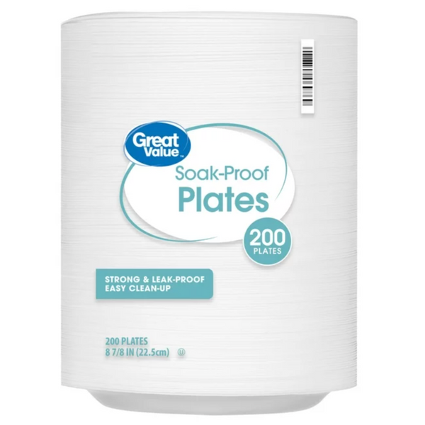 Great Value Everyday Disposable Foam Plates, 9 in, 200 Count