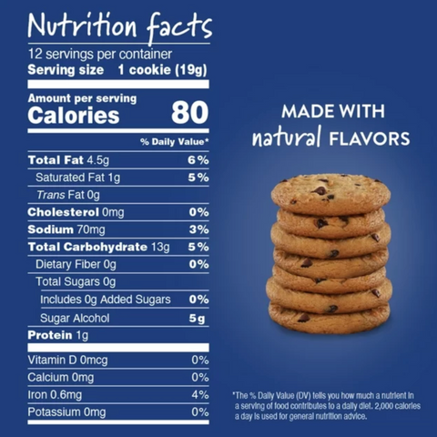 Voortman Zero Sugar Chocolate Chip Cookies, 8 oz