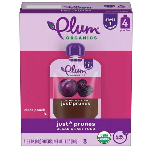 Plum Organics Stage 1 Just Prunes Baby Food, 4 Count