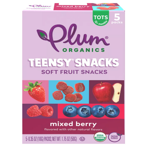 Plum Organics Teensy Mixed Berry Snacks, 0.35oz, 5 Count