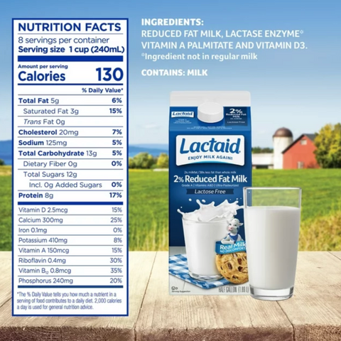 Lactaid Lactose Free 2% Reduced Fat Milk, Half Gallon