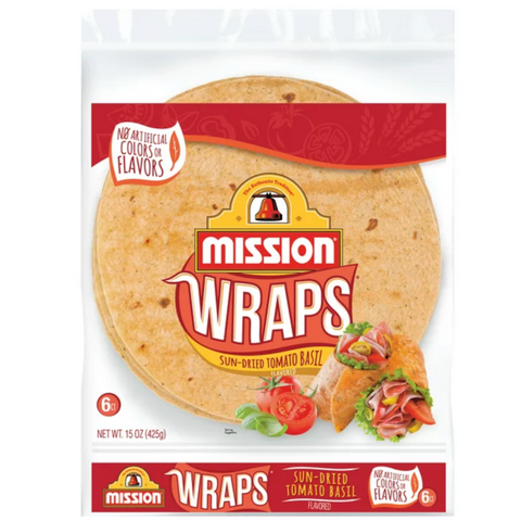 Mission Sun-Dried Tomato Basil Wraps, 15 oz, 6 Count