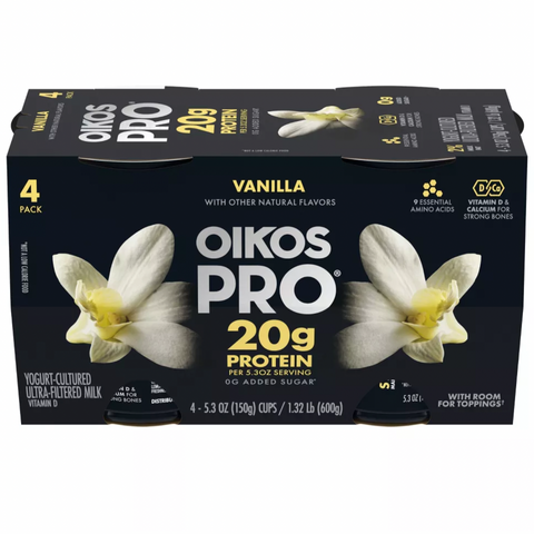 Dannon Oikos Pro Vanilla Greek Yogurt, 5.3oz, 4 Count
