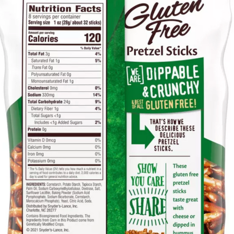 Snyder's of Hanover Pretzels Gluten Free Pretzel Sticks, 8oz