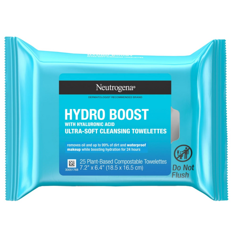 Neutrogena Hydro Boost Makeup Remover Wipes & Face Cleansing Towelettes, 25 Count