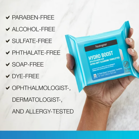 Neutrogena Hydro Boost Makeup Remover Wipes & Face Cleansing Towelettes, 25 Count