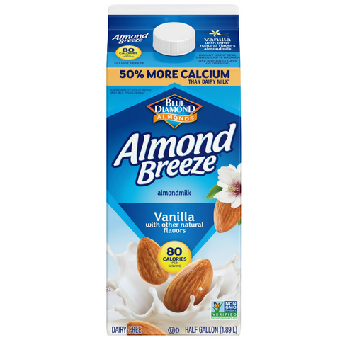 Blue Diamond Almond Breeze Vanilla Almondmilk, Half Gallon