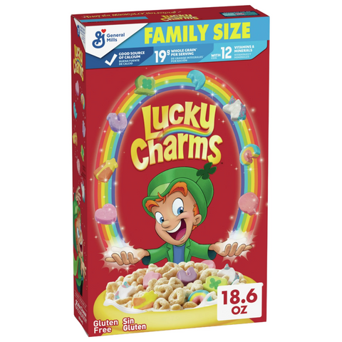 Lucky Charms Gluten Free Kids Breakfast Cereal with Marshmallows, Family Size, 18.6 oz