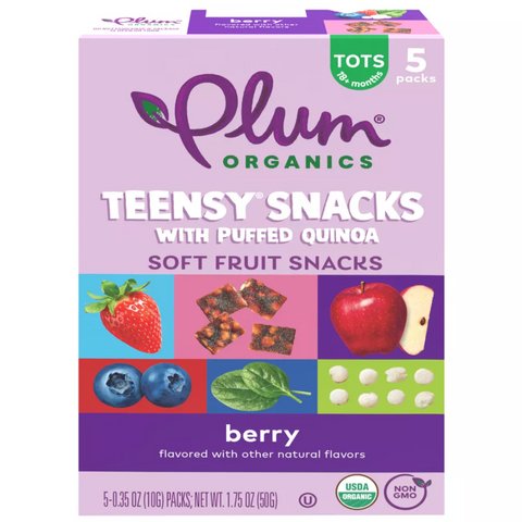 Plum Organics Teensy Berry Snacks, 0.35oz, 5 Count