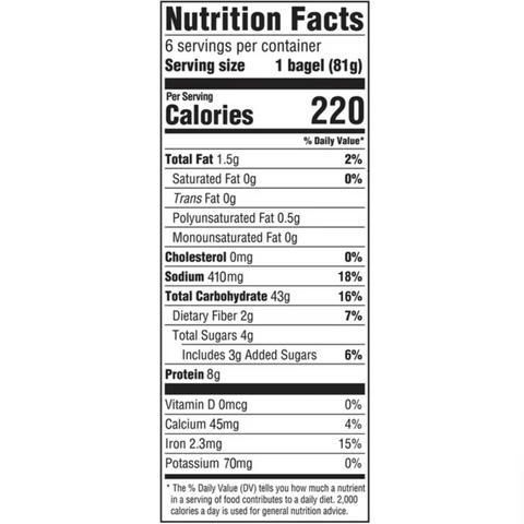 Lender’s Refrigerated Pre-Sliced Plain Bagel, 17.1 oz, 6 Count
