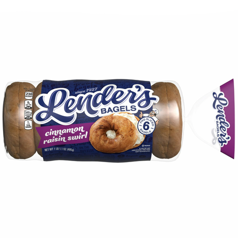 Lender's Cinnamon Raisin Bagels, 17.1 oz, 6 Count