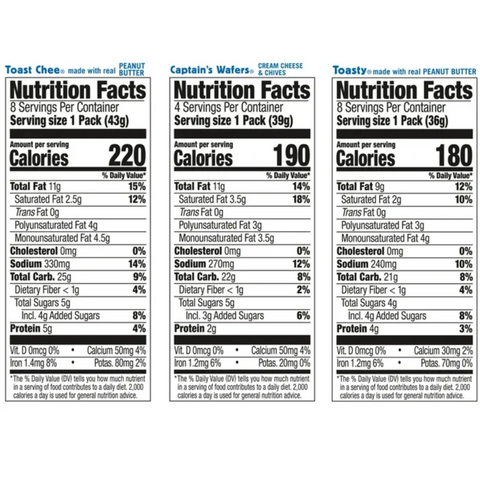 Lance Sandwich Crackers, Variety Pack, 3 Flavors, 20 Ct