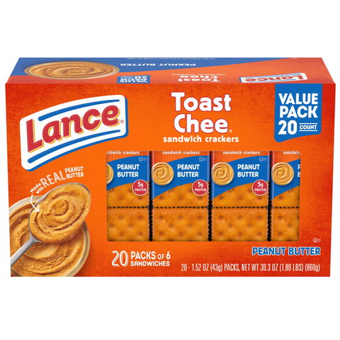 Lance Sandwich Crackers, ToastChee Peanut Butter, 20 Ct