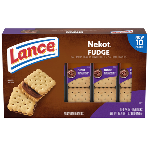 Lance Sandwich Cookies, Nekot Fudge, 10 Ct