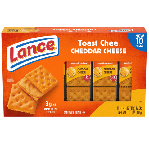 Lance Sandwich Crackers, ToastChee Cheddar, 10 Ct