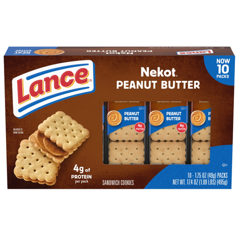 Lance Sandwich Cookies, Nekot Peanut Butter, 10 Ct