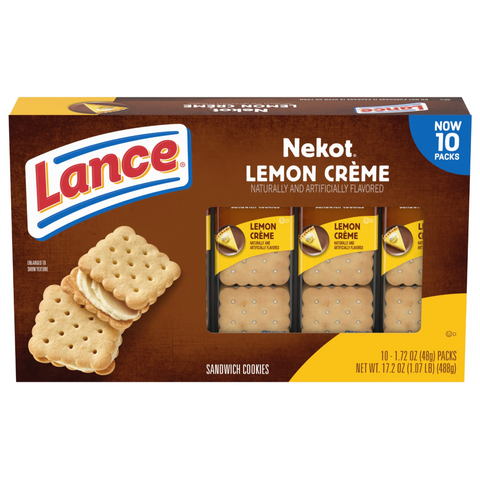 Lance Sandwich Cookies, Nekot Lemon Creme, 10 Ct