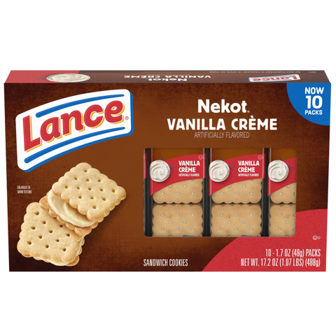 Lance Sandwich Cookies, Nekot Vanilla Creme, 10 Ct