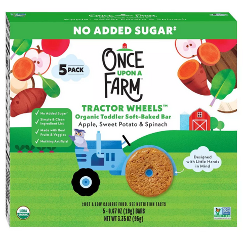 Once Upon a Farm Tractor Wheels Apple Sweet Potato & Spinach Baby Snacks, 3.35oz