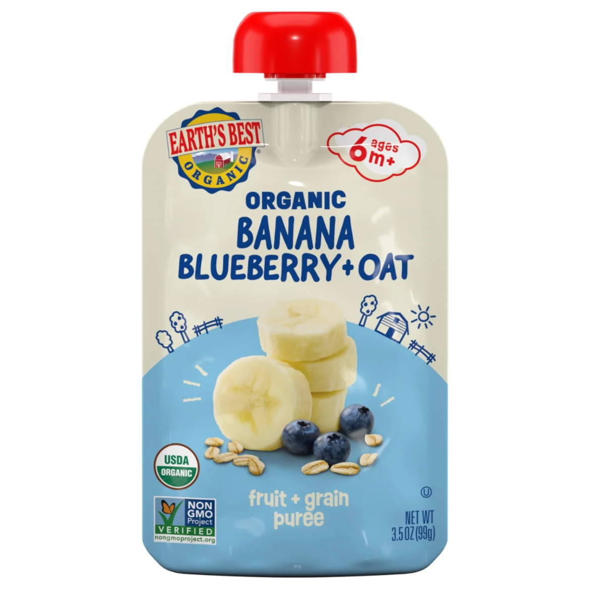 Earth's Best Organic Stage Baby Food, Banana Blueberry Oat Fruit