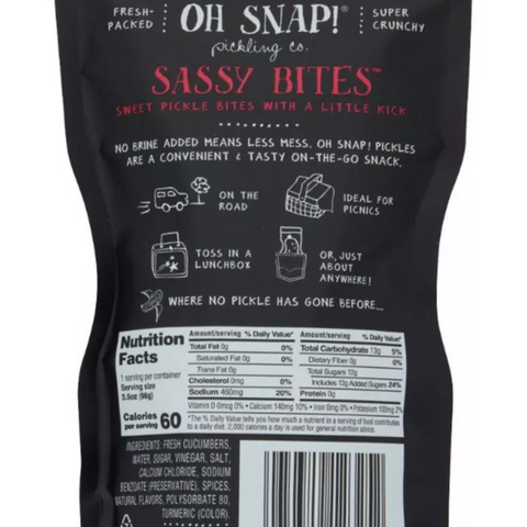 OH SNAP! Sassy Bites Fresh Dill Pickle Snacking Cuts, 3.25 fl oz