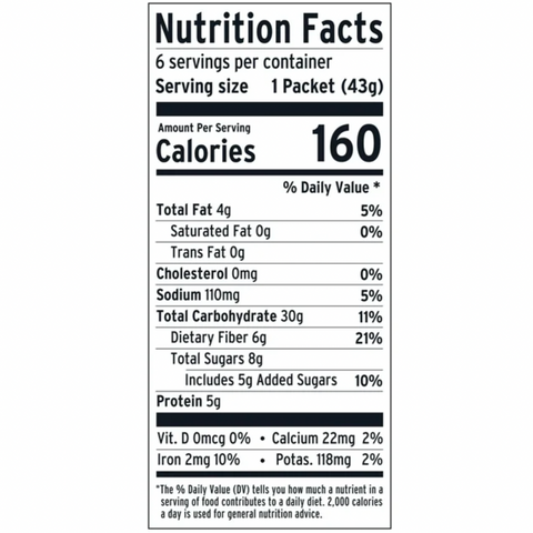 Purely Elizabeth Organic Oats, Flax & Chia Banana Nut Instant Oatmeal, 1.52 oz, 6 Count