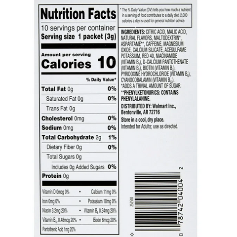 Great Value Energy Cherry Slush Drink Mix, 0.11 oz, 10 Count