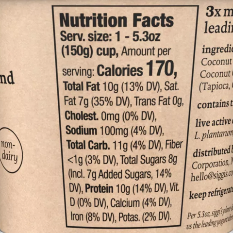Siggi's Peach Plant-Based Coconut Blend Yogurt Alternative, 5.3oz