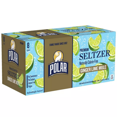 Polar Ginger Lime Mule Seltzer Water, 12 fl oz, 8 Count