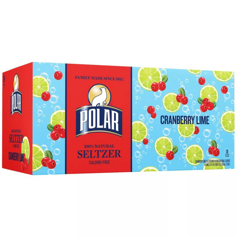 Polar Cranberry Lime Seltzer Water, 12 fl oz, 8 Count