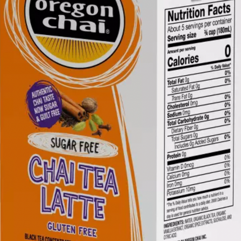 Oregon Sugar Free Chai Tea Latte, Tea Concentrate, 32 Fl Oz