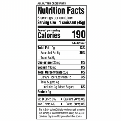 Marketside All Butter Whole Croissants, 9.5 oz, 6 Count