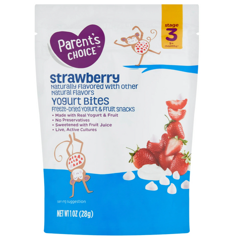 Parent's Choice Strawberry Yogurt Bites, Baby Food Stage 3 Toddler Snack, 1 oz