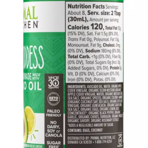 Primal Kitchen Dairy-Free Green Goddess Dressing with Avocado Oil, 8fl oz