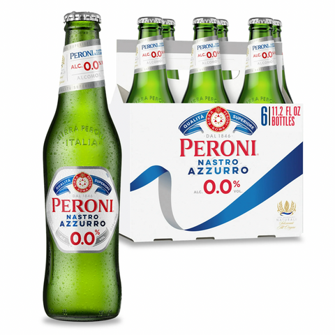 Peroni Nastro Azzurro 0.0 Non-Alcoholic Italian Lager Beer, 6 Pack, 330 ml